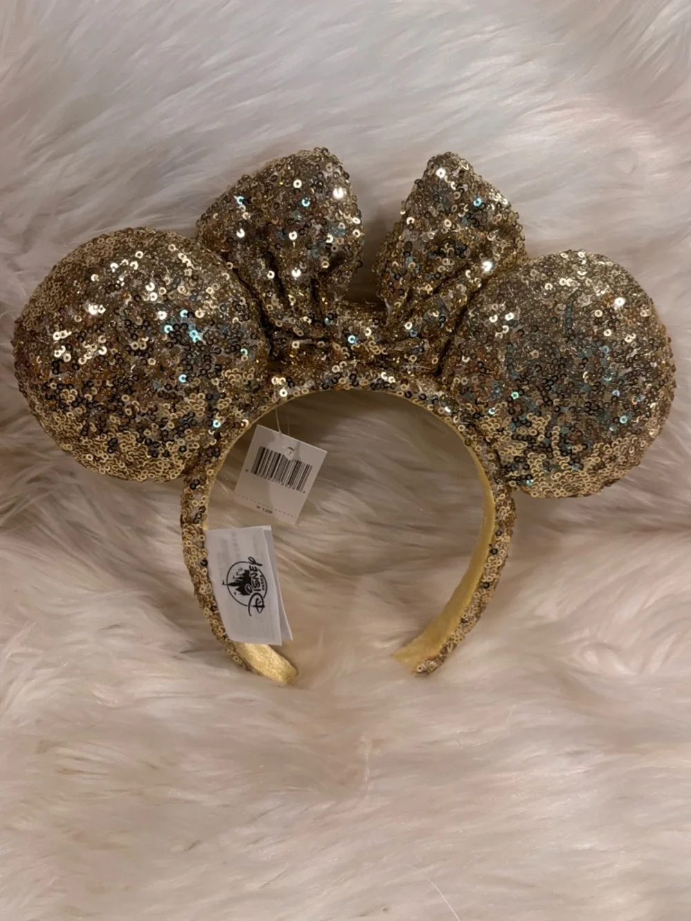 Shanghai Disney Resort Gold Sequins Bow Disney Minnie Mouse Ears Headband